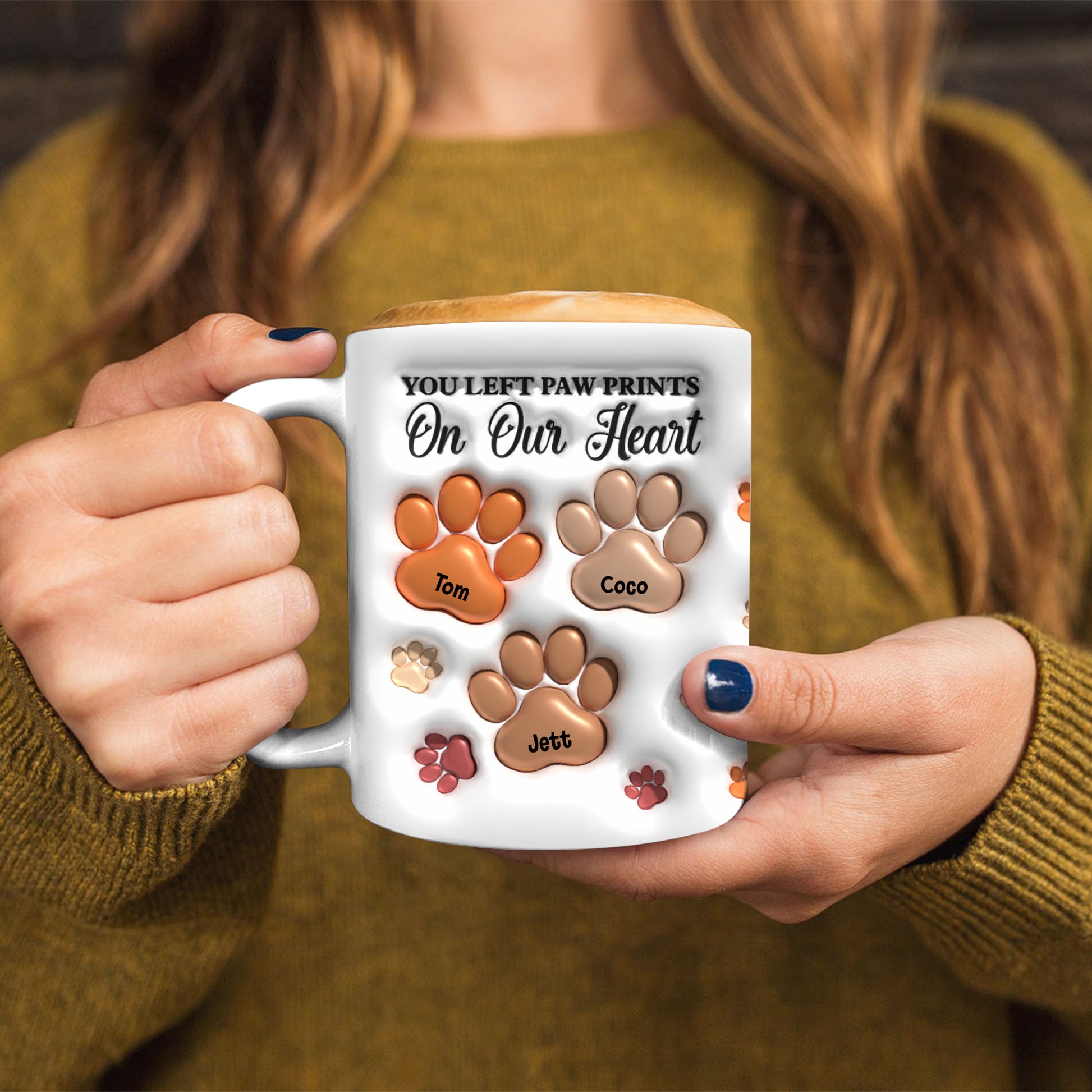 You Left Paw Prints - Personalized Custom 3D Inflated Effect Mug