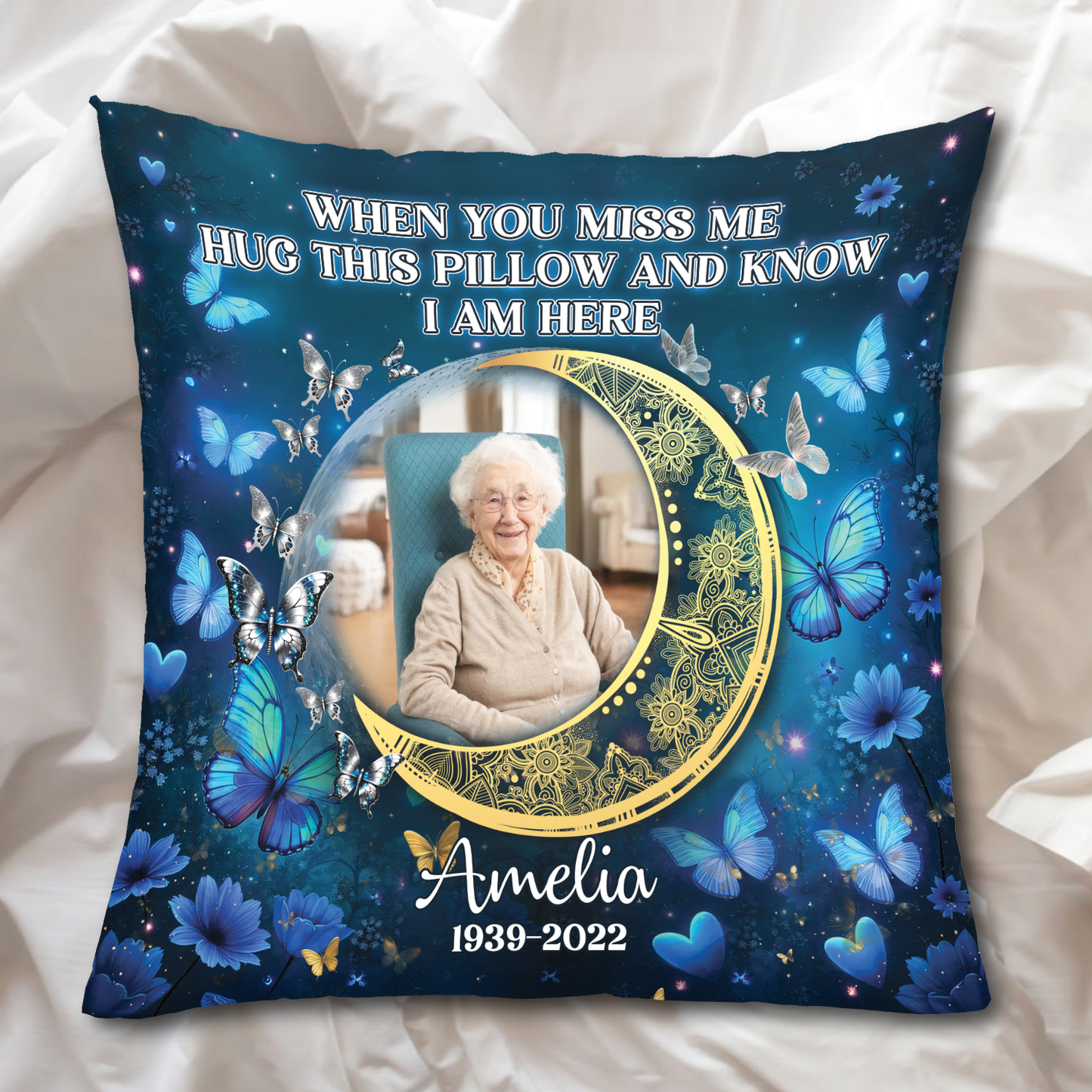 Have No Fear Hug This Pillow Butterfly Glitter Pillow - Memorial Pillow