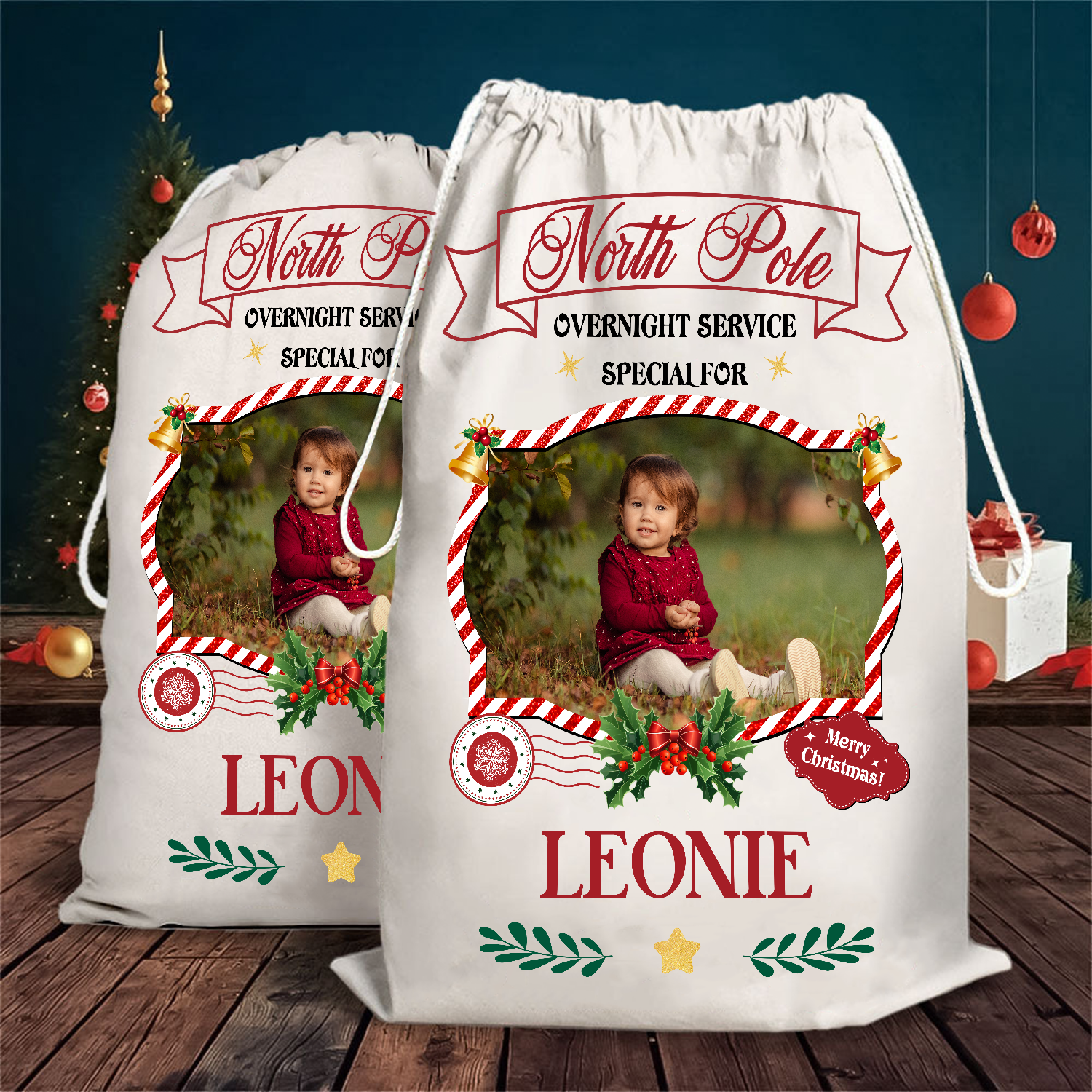 Christmas Bag Santa Sack - Customized Canvas Drawstring Bags