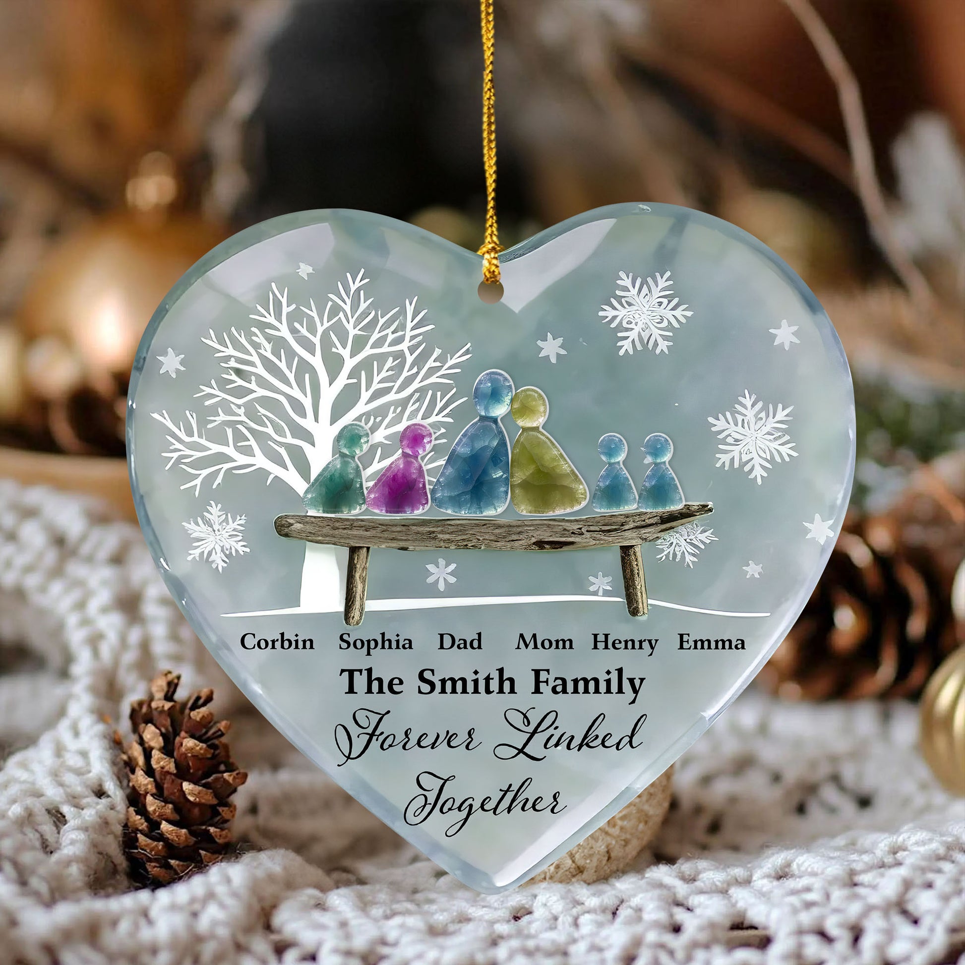 Our Family Linked Together Sea Glass - Personalized Custom Acrylic 2-layered Ornament