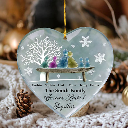 Our Family Linked Together Sea Glass - Personalized Custom Acrylic 2-layered Ornament