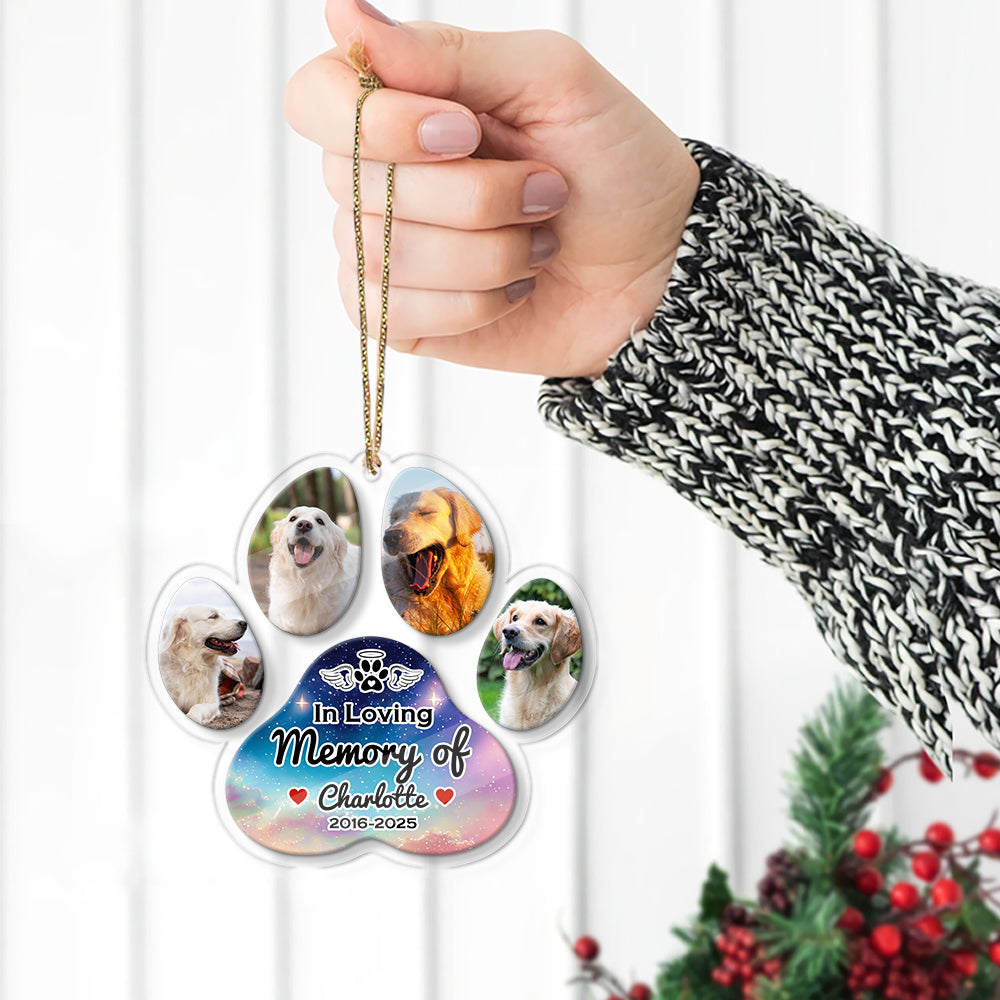 In Loving Memories Paw - Personalized Custom Acrylic Ornament
