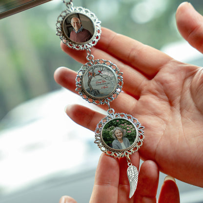 Custom Photo Memorial Gift - Personalized Photo Car Ornament With Charm