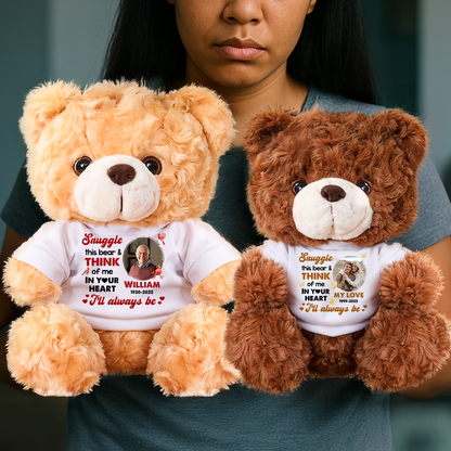 Memorial Teddy Bear Personalized – Think of Me in Your Heart Custom Plush Keepsake, Sympathy Gift, Remembrance Bear for Loss of Loved One