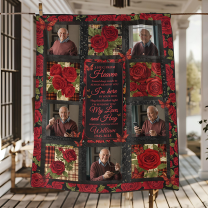 A Hug From Heaven Rose - Memorial Personalized Custom Blanket