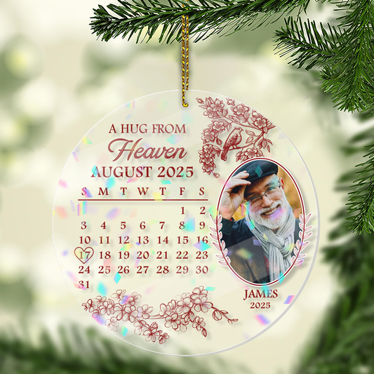 A Hug From Heaven The Date - Custom Shape Hologram Ornament