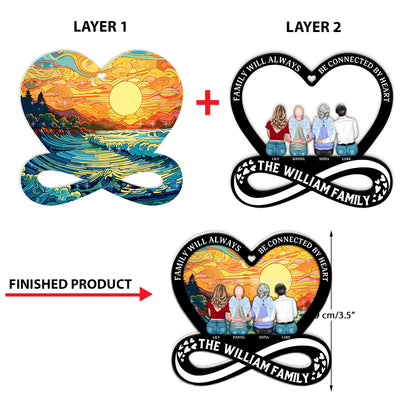 Family Will Always Be Connected By Heart  - Custom Shape Hologram Ornament