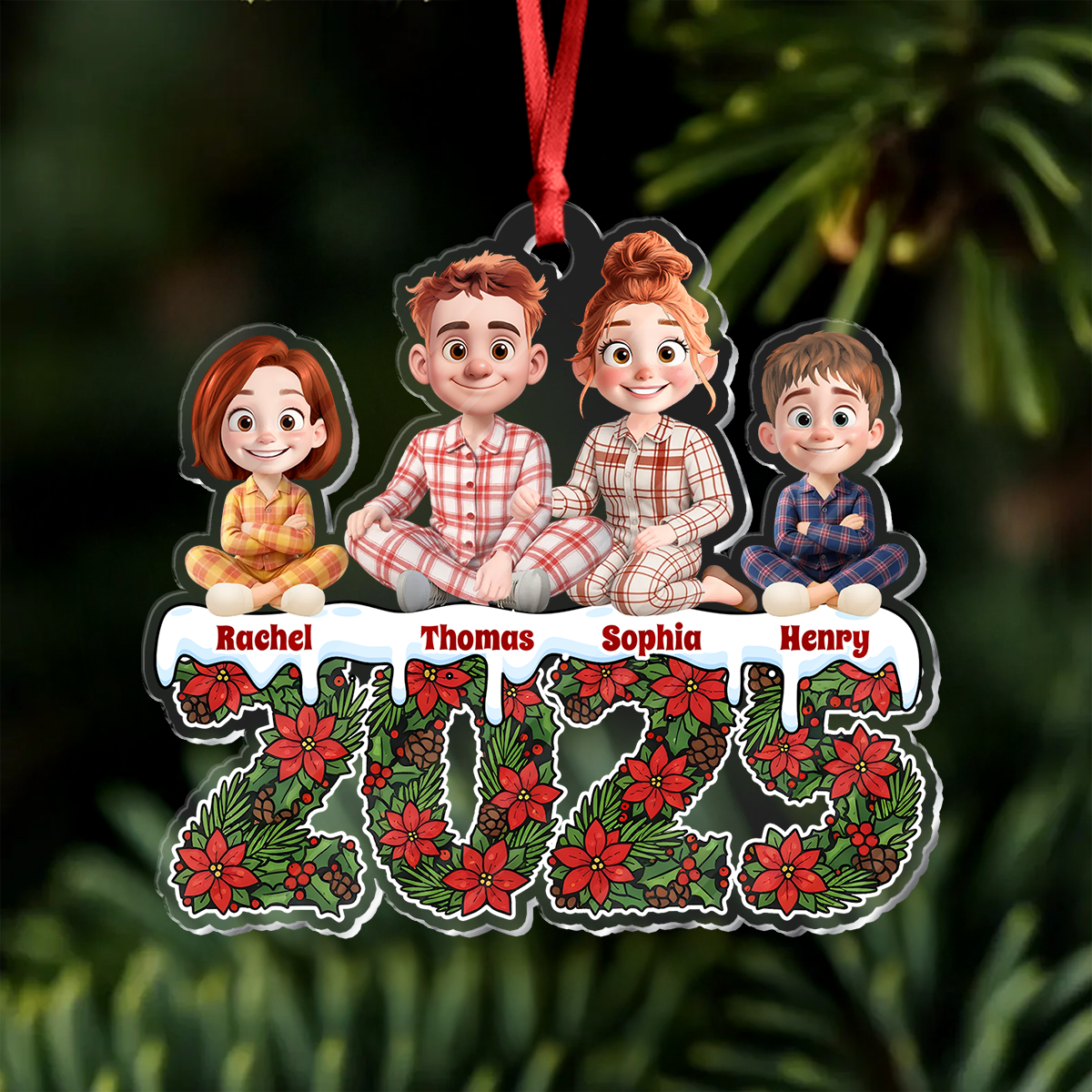 Our Family Flower 2025 - Personalized Custom Acrylic Ornament
