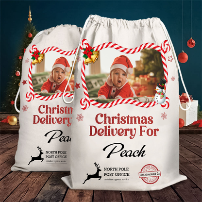 Christmas Bag Special Delivery Candy - Customized Canvas Drawstring Bags