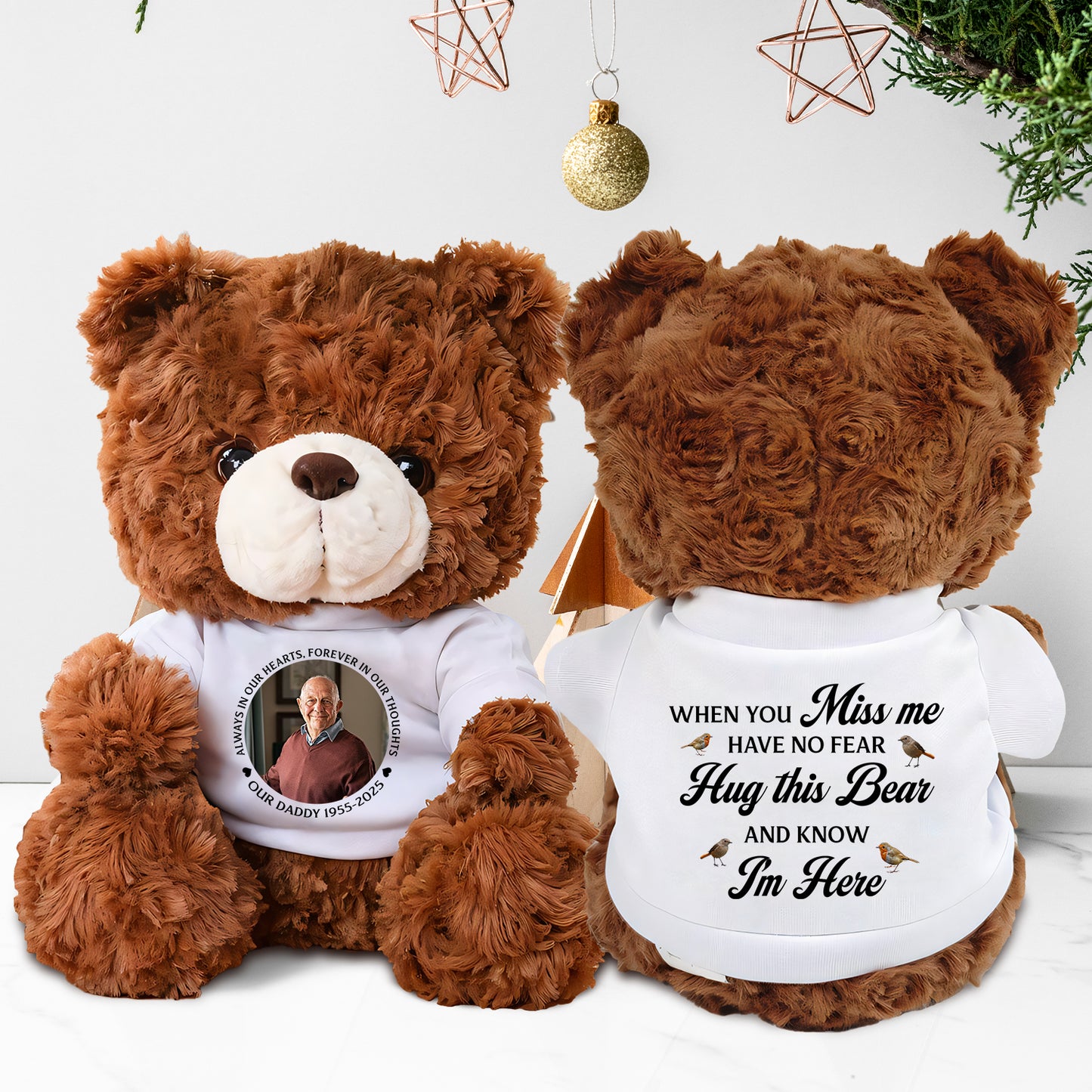 Remembrance Photo & Angel Memorial - Memorial Personalized Custom Teddy Bear Plush