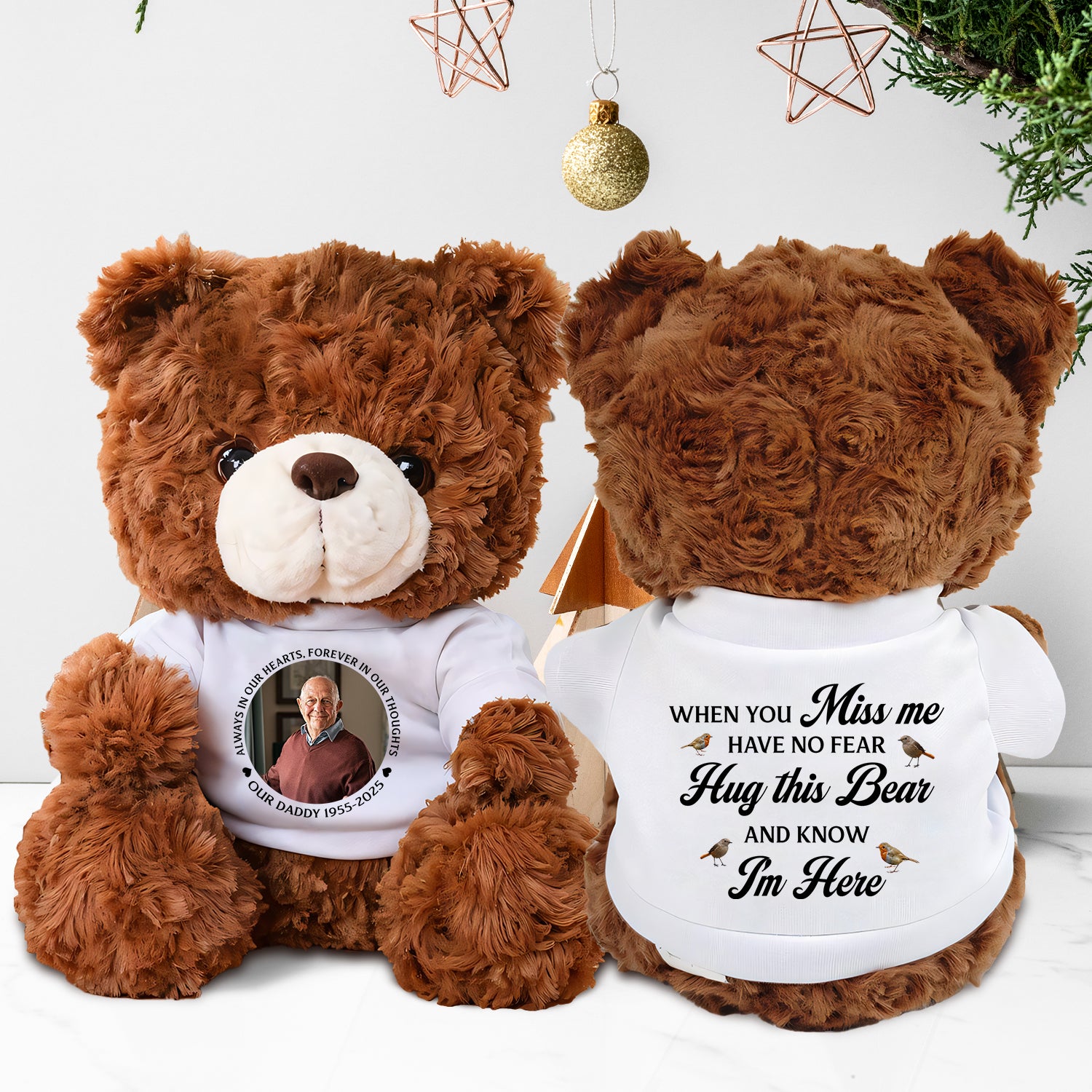 Remembrance Photo & Angel Memorial - Memorial Personalized Custom Teddy Bear Plush
