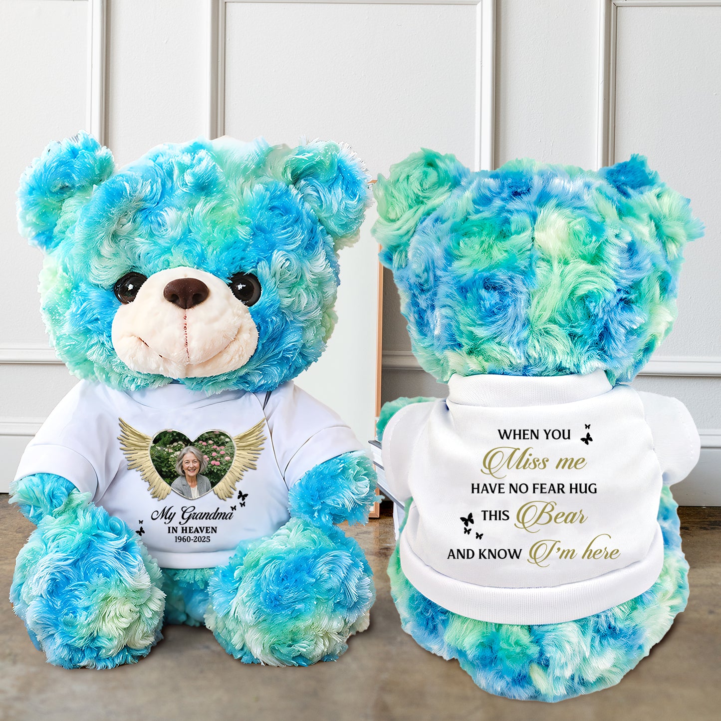 Remembrance Photo Wings - Memorial Personalized Custom Teddy Bear Plush