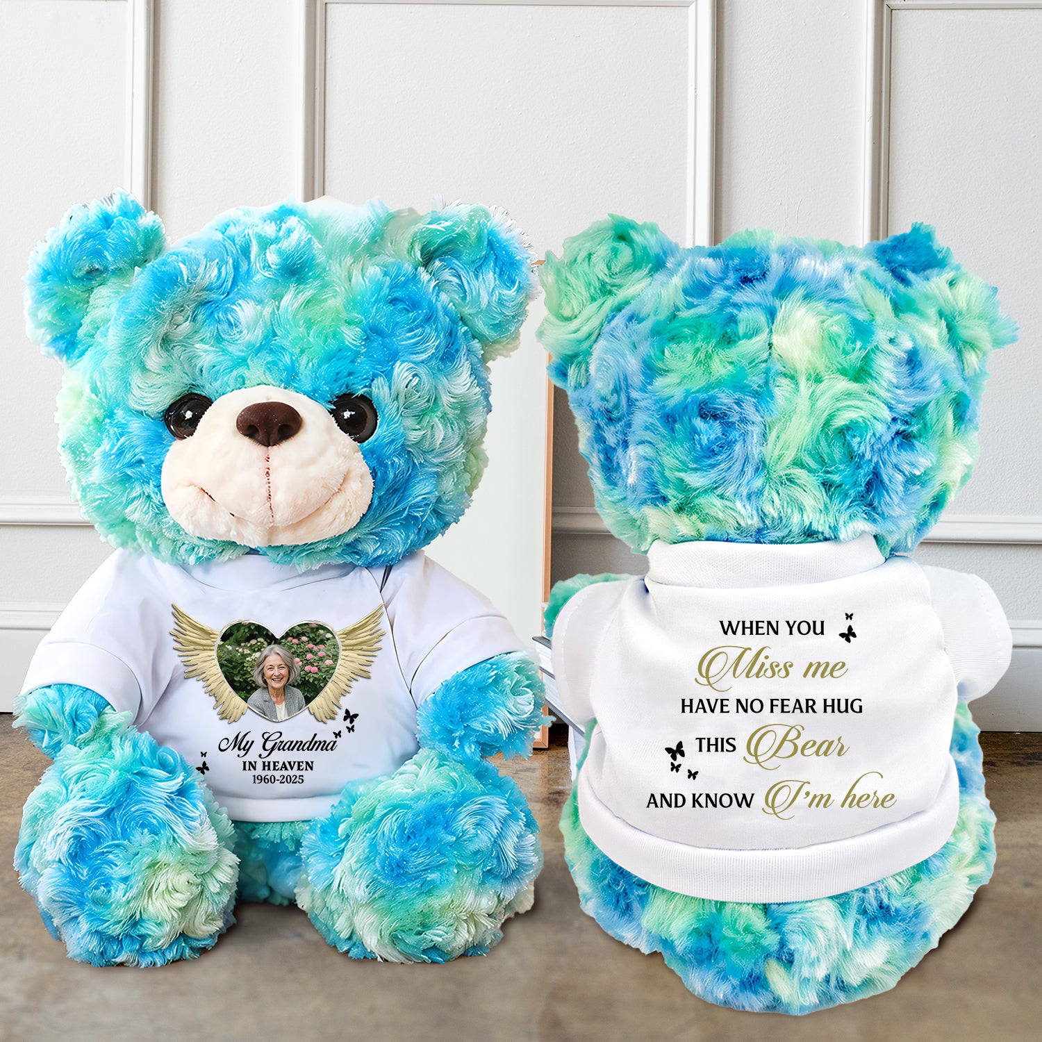 Remembrance Photo Wings - Memorial Personalized Custom Teddy Bear Plush