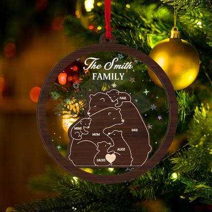Wooden Bear This Christmas  - Window Hanging Suncatcher Ornament