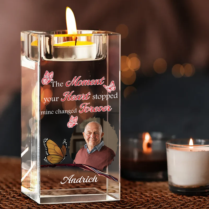 The Moment Your Heart Stopped - Personalized Crystal Candle Holder