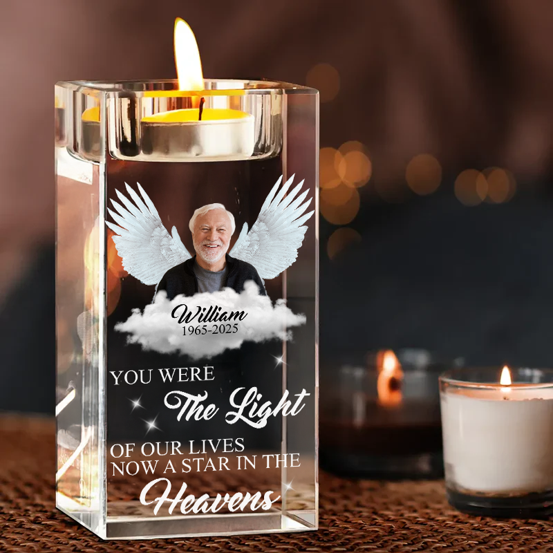 Custom Photo You Were The Light Of Our Lives - Personalized Crystal Candle Holder