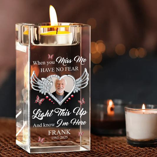 Light This Up I Miss You - Personalized Crystal Candle Holder