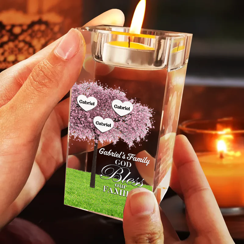 How Much We Love You -  Personalized Crystal Candle Holder