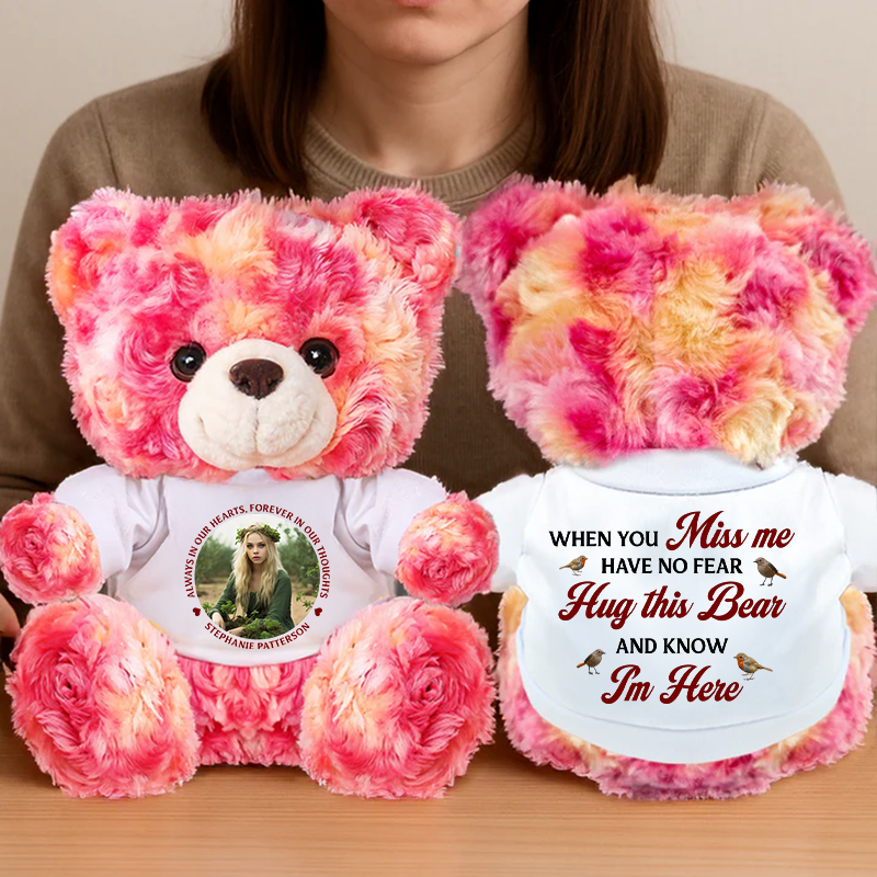 Remembrance Photo & Angel Memorial - Memorial Personalized Custom Teddy Bear Plush