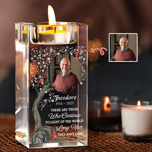 Light Up The World Blessing Memorial - Personalized Crystal Candle Holder