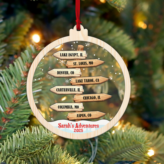 Travel Adventure Ornament - Window Hanging Suncatcher Ornament