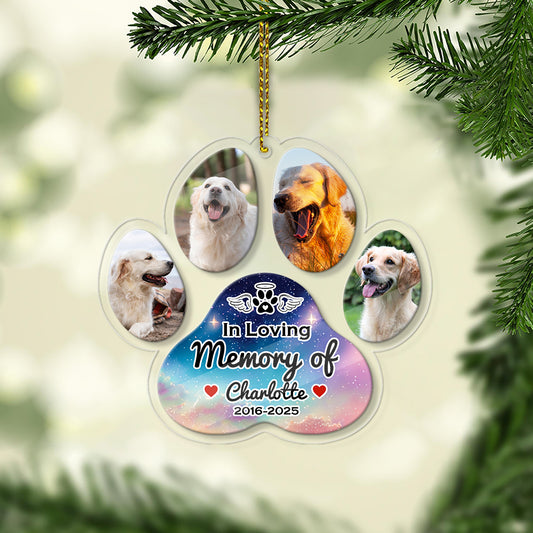 In Loving Memories Paw - Personalized Custom Acrylic Ornament