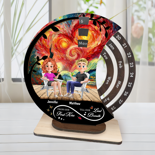 From Our First Kiss - Personalized Spinning Perpetual Desk Calendar