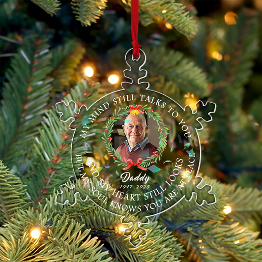Custom Photo My Mind Still Talks To You Memorial - Custom Shape Hologram Ornament