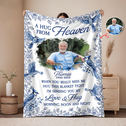 A Hug From Heaven Flower - Memorial Personalized Custom Blanket