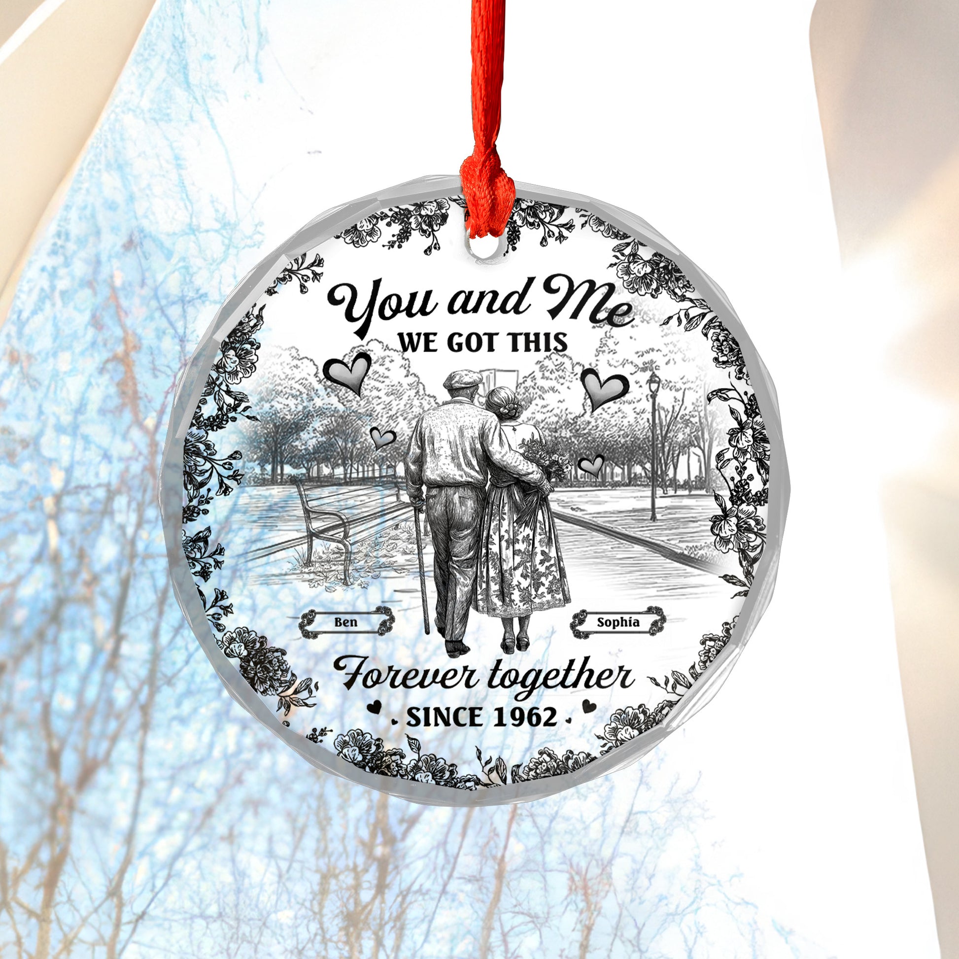 You and Me We Got This Flower - Personalized Custom Glass Ornament