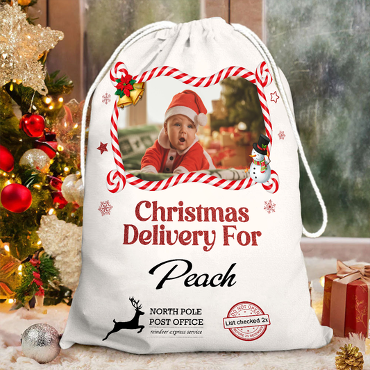 Christmas Bag Special Delivery Candy - Customized Canvas Drawstring Bags