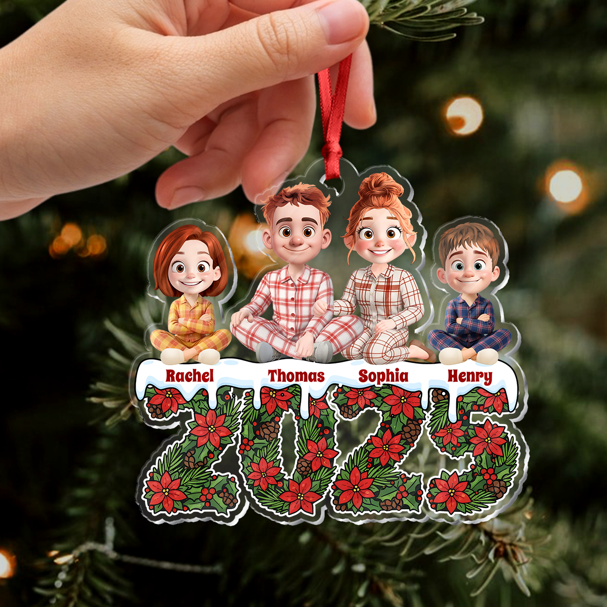 Our Family Flower 2025 - Personalized Custom Acrylic Ornament