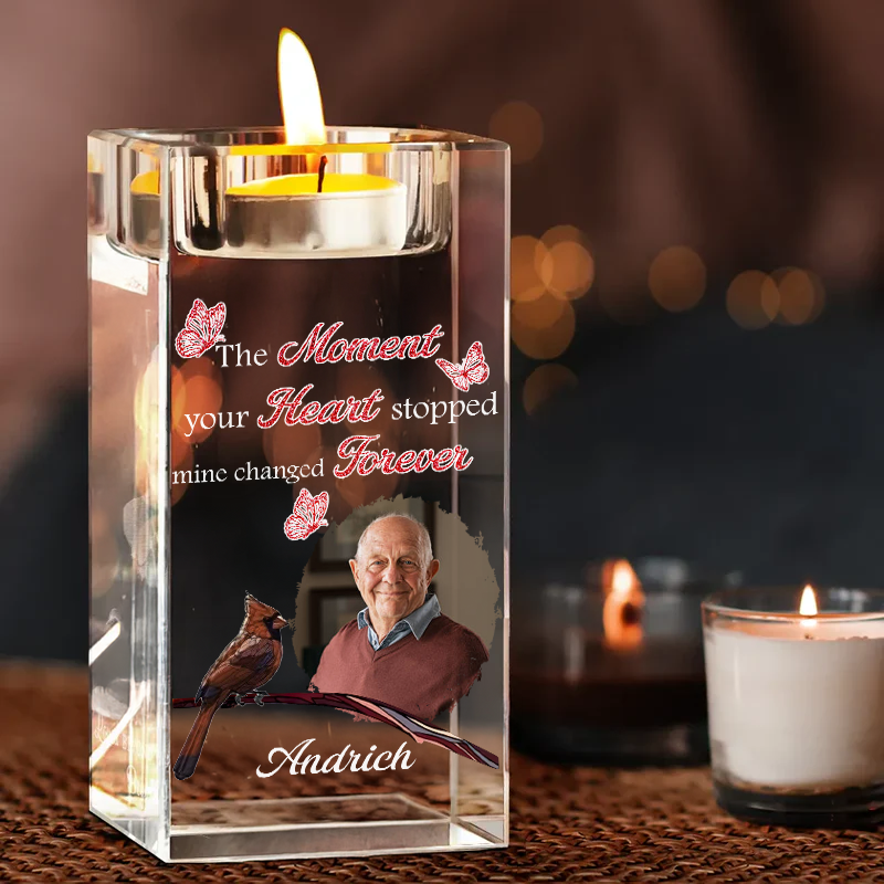 The Moment Your Heart Stopped - Personalized Crystal Candle Holder