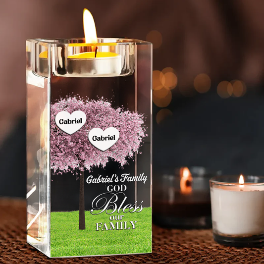 How Much We Love You -  Personalized Crystal Candle Holder