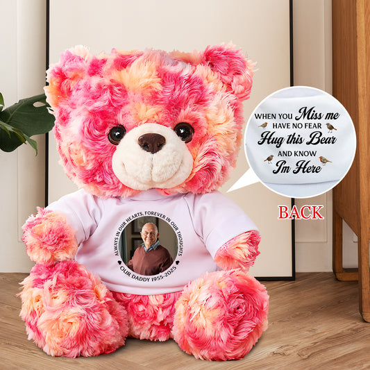 Remembrance Photo & Angel Memorial - Memorial Personalized Custom Teddy Bear Plush