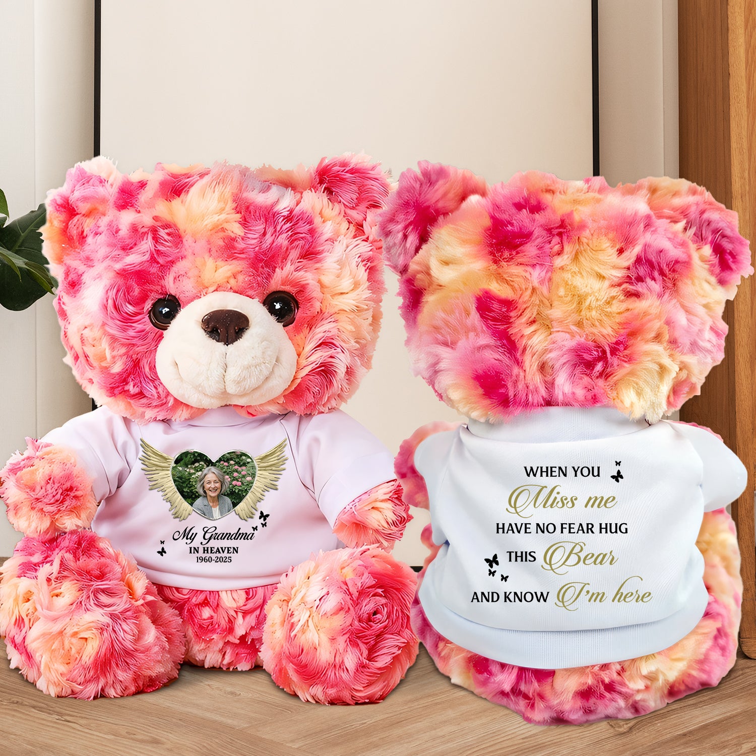 Remembrance Photo Wings - Memorial Personalized Custom Teddy Bear Plush