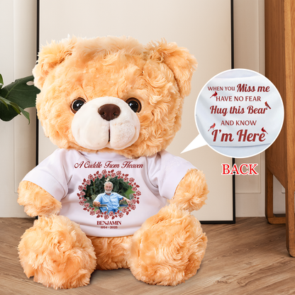 Glitter Flower A hug From Heaven - Memorial Personalized Custom Teddy Bear Plush