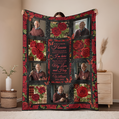 A Hug From Heaven Rose - Memorial Personalized Custom Blanket