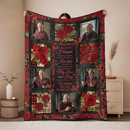 A Hug From Heaven Rose - Memorial Personalized Custom Blanket