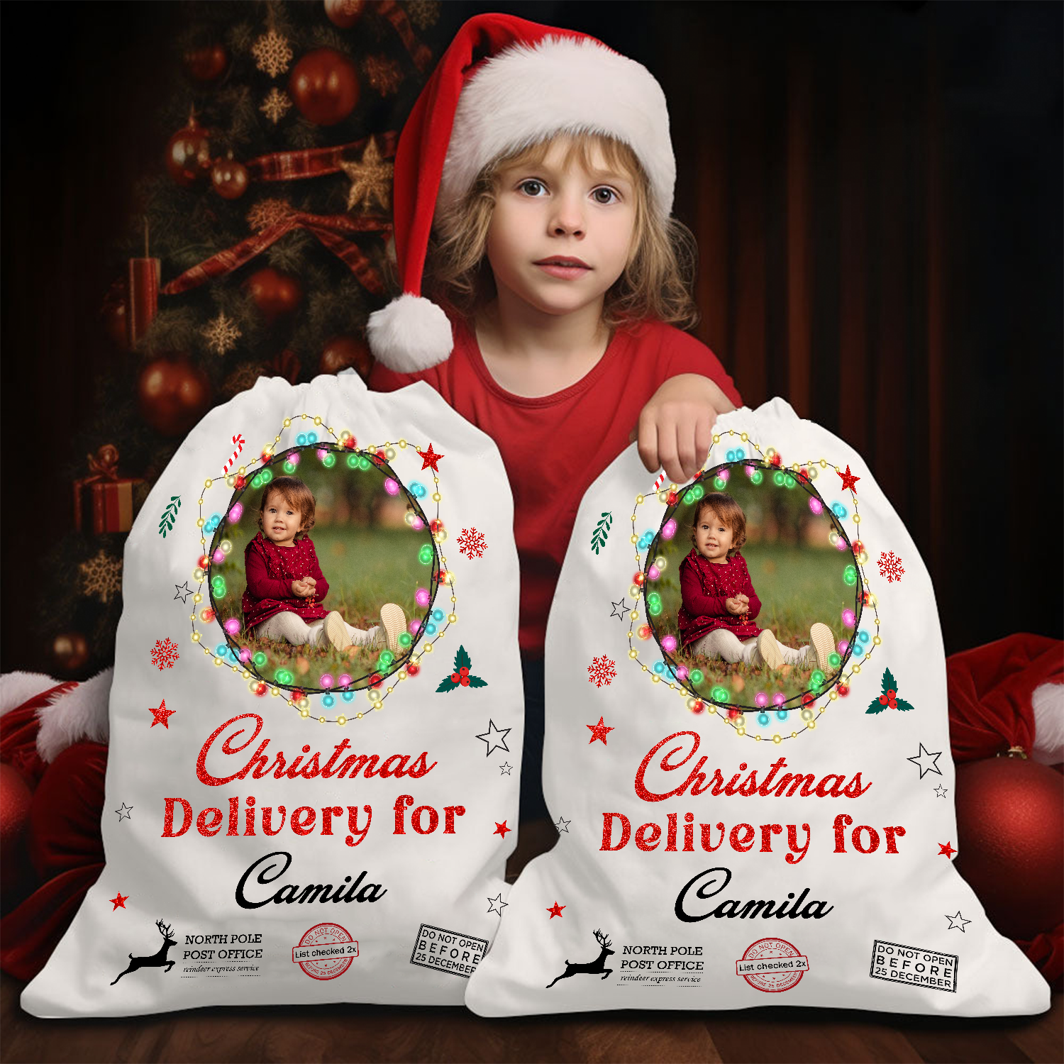 Christmas Bag Special Delivery Light - Customized Canvas Drawstring Bags