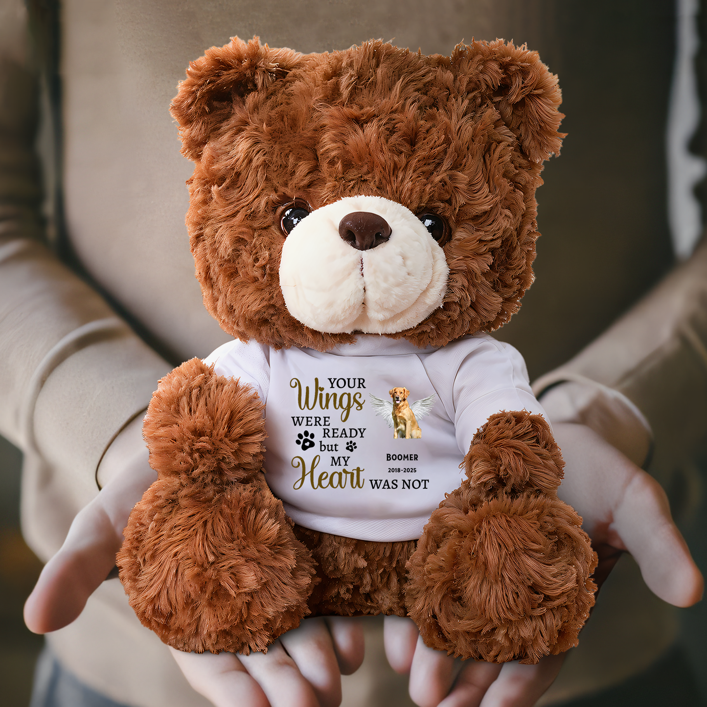 Pet Loss Your Wings Were Ready - Memorial Personalized Custom Teddy Bear Plush