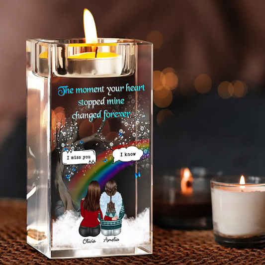 The Moment The Heart Stopped - Personalized Crystal Candle Holder