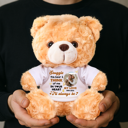 Memorial Teddy Bear Personalized – Think of Me in Your Heart Custom Plush Keepsake, Sympathy Gift, Remembrance Bear for Loss of Loved One