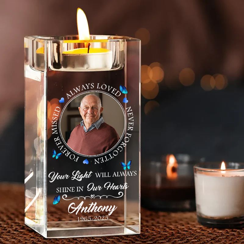 Always Loved Never Forgotten - Personalized Crystal Candle Holder