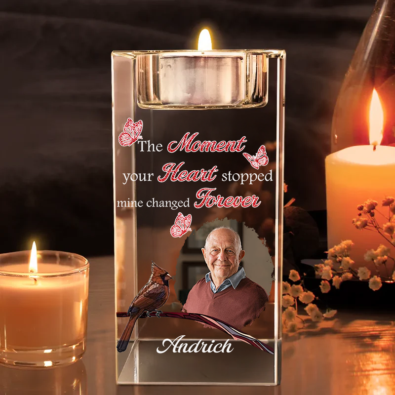 The Moment Your Heart Stopped - Personalized Crystal Candle Holder