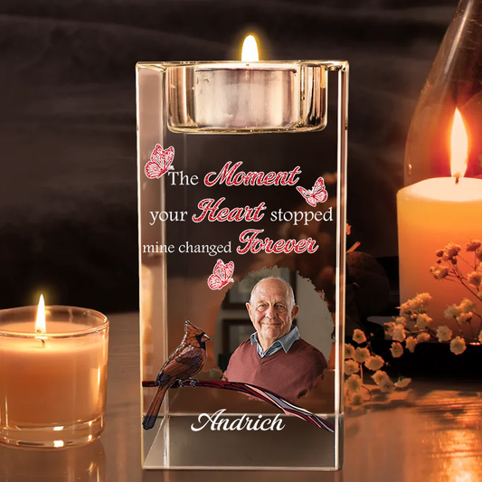The Moment Your Heart Stopped - Personalized Crystal Candle Holder