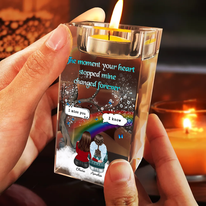 The Moment The Heart Stopped - Personalized Crystal Candle Holder