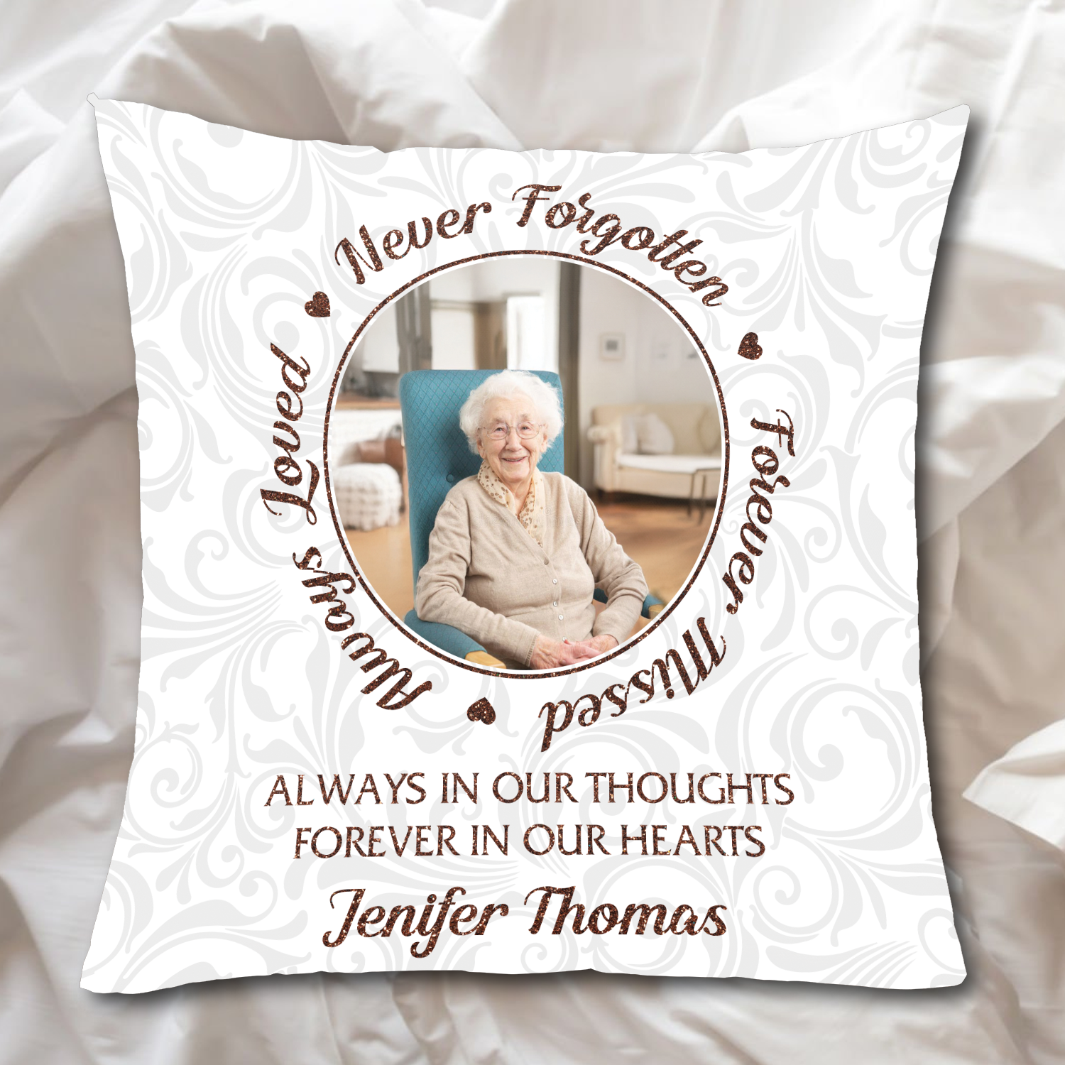 Custom Photo Always In Our Thoughts - Personalized Pillow