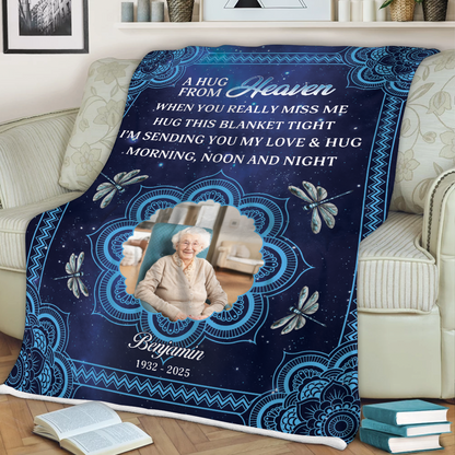 To My Love A Hug From Heaven Mandala - Memorial Personalized Custom Blanket Gift