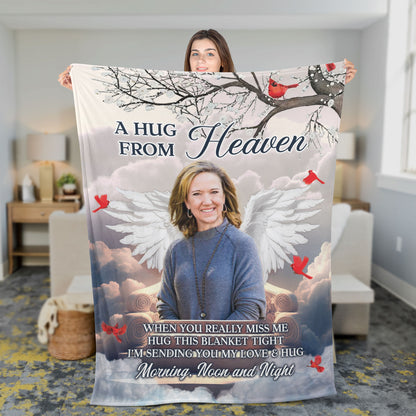 A Hug From Heaven Memorial Sympathy Wings - Personalized Custom Blanket